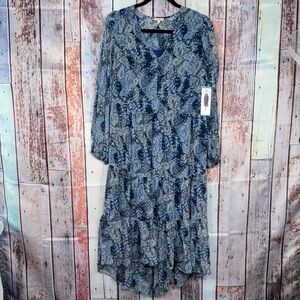 NWT Joie Blue Parisian Paisley Women's‎ Dress Maxi Tiered Length Large